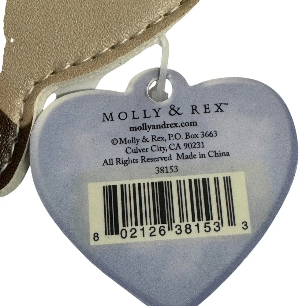 Molly & Rex Pug Dog Zippered Pouch Coin Purse Key Ring Tan Bow Tie NEW with FLAW